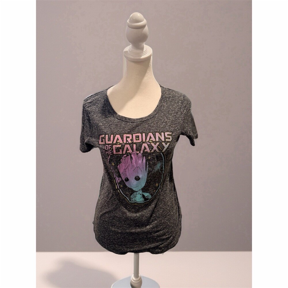 Marvel Baby Groot Graphic T-Shirt Womens XS Gray Scoop Neck Short Sleeve